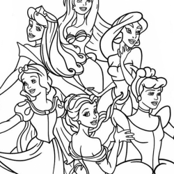 Desenho de princesas da Disney para colorir