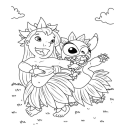 Lilo e Stitch dançando felizes.